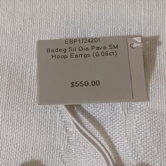 NWT, John Hardy Bedeg Diamond Pave Small Hoop Earrings, SS - Picture 4 of 11